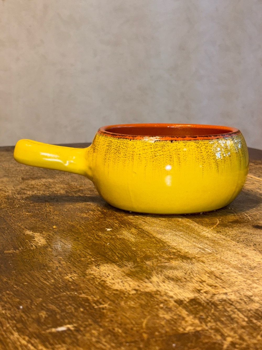 De Silva Italy Yellow Terracotta Handled Soup Bowl Rustic Glazed Pottery Crock